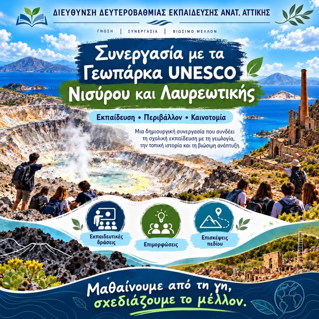 Δύο σημαντικά Μνημόνια Συνεργασίας της ΔΔΕ Ανατολικής Αττικής με τα Παγκόσμια Γεωπάρκα UNESCO Νισύρου και Λαυρεωτικής